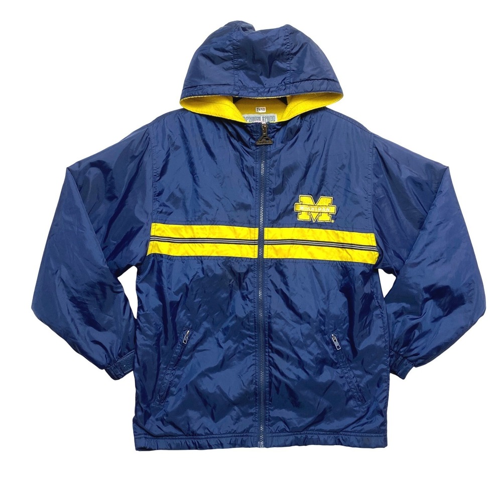 Michigan Wolverines Jacket Youth L 14-16 Navy Yellow Windbreaker Collegiate
